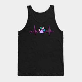 Cute Cat Paw Heartbeat Design, Cat Lover Gift Tank Top